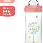 DODIE BIBERON SENSATION+ANTI COLIQUE TETINE PLATE 330 ML ROSE