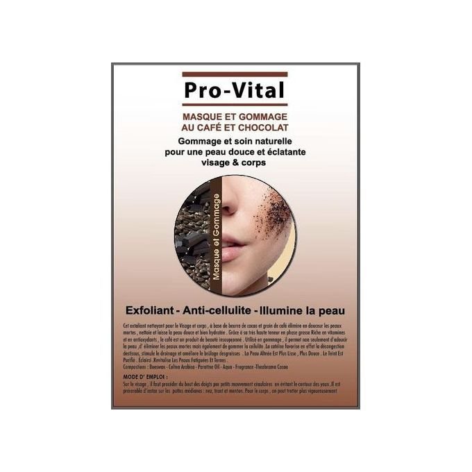 Masque-Gommage-Cafe-Chocolat-Pro-Vital.jpg Pro-Vital Masque & Gommage Café Chocolat 200G – Image 1