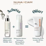 NUHANCIAM SÉRUM ANTI-TACHES+Nuhanciam Mousse Nettoyante Démaquillante Douce 170 ml= Nuhanciam Ecran Invisible SPF 50+ 50 ml Offert