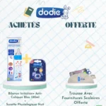 Dodie Biberon Initiation+ Anti-Coliques 330ml Bleu + Sucette Nuit P40 (6M+) – Trousse Fournitures Offerte
