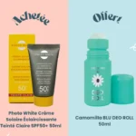 Photo White Crème Solaire Éclaircissante Teinté Claire SPF50+ 50ml + Camomilla BLU DEO ROLL 50ml Offert