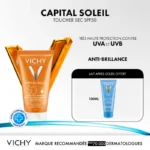 Vichy CAPITAL SOLEIL Émulsion anti-brillance SPF50+ Toucher sec +Lait Après Solaire Offert