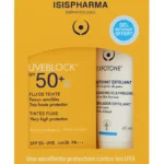 ISISPHARMA Uveblock SPF 50+ Fluide Teinté – Protection Solaire Intense + Gel Nettoyant OFFERT