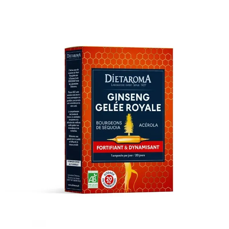 ginseng-gelee-royale-800x800-1.webp DIETAROMA GINSENG &GELÉE ROYALE BIO 20 AMPOULES – Image 1